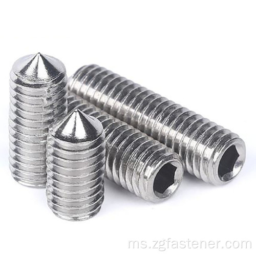 GB78 STAINLESS STELL 304 Hexagon Socket Set Skru dengan titik kerucut